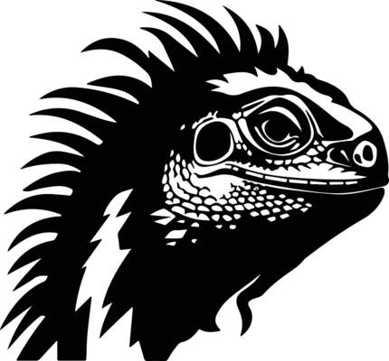 cuddly Black silhouette of iguana head