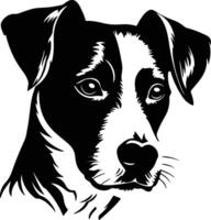 cuddly Black silhouette of Jack Russell terrier head vector