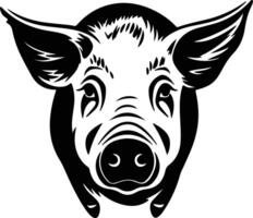 captivating Black silhouette of pig head vector
