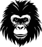 endearing Black silhouette of siamang head vector
