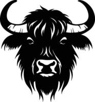 heartwarming Black silhouette of yak head vector