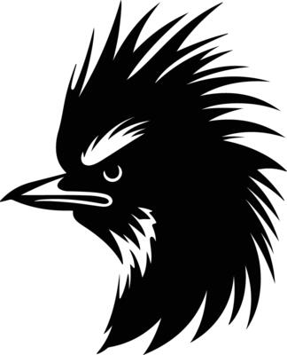 Black silhouette of rockhopper penguin head