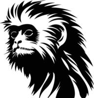 charming Black silhouette of marmoset head vector