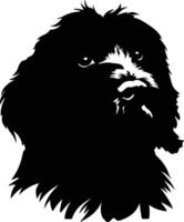 endearing Black silhouette of Portuguese water dog head vector