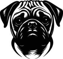 enchanting Black silhouette of pug head vector