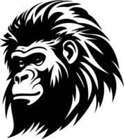 Black silhouette of orangutan head vector