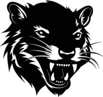 precious Black silhouette of Tasmanian devil head vector