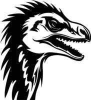 winsome Black silhouette of Utahraptor head vector