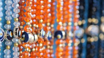 A Beautiful Array of Colorful Beaded Necklaces on Display in a Market video