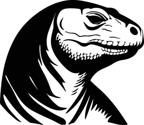 radiant Black silhouette of Komodo dragon head