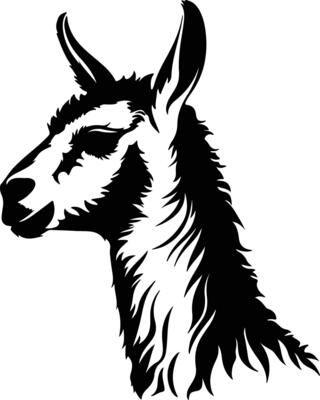 Black silhouette of llama head
