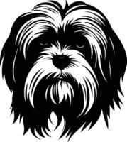 charming Black silhouette of Lhasa apso head vector