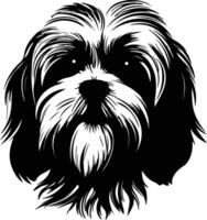 cuddly Black silhouette of Lhasa apso head vector