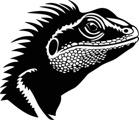 adorable Black silhouette of lizard head