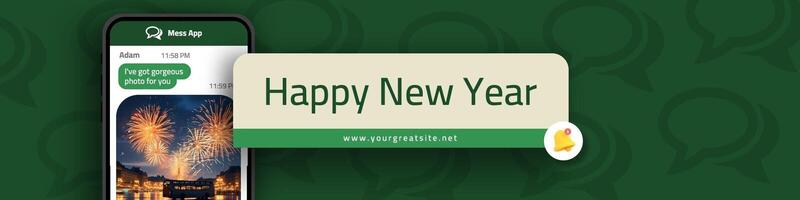 New Year Messenger App Company Page for LinkedIn Cover template