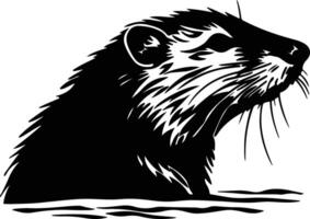 radiant Black silhouette of muskrat head vector