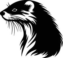 captivating Black silhouette of mink head vector