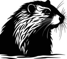 endearing Black silhouette of muskrat head vector