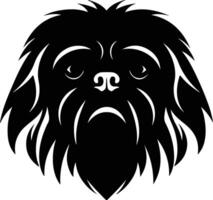 charming Black silhouette of pekingese head vector