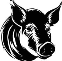 enchanting Black silhouette of pig head vector