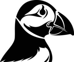 captivating Black silhouette of puffin head vector