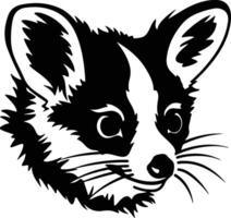 captivating Black silhouette of ringtail possum head vector