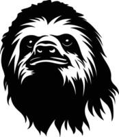 adorable Black silhouette of three-toed sloth head vector