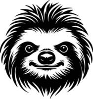 angelic Black silhouette of three-toed sloth head vector