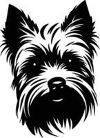 endearing Black silhouette of Yorkshire terrier head vector