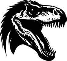 captivating Black silhouette of Velociraptor head vector