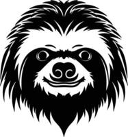 Black silhouette of three-toed sloth head vector