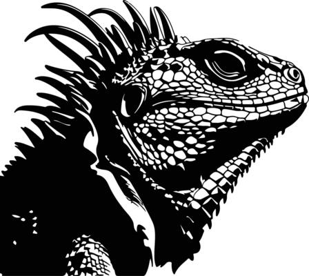 adorable Black silhouette of spiny lizard head