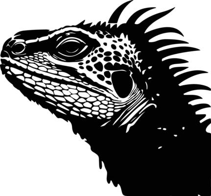 graceful Black silhouette of spiny lizard head