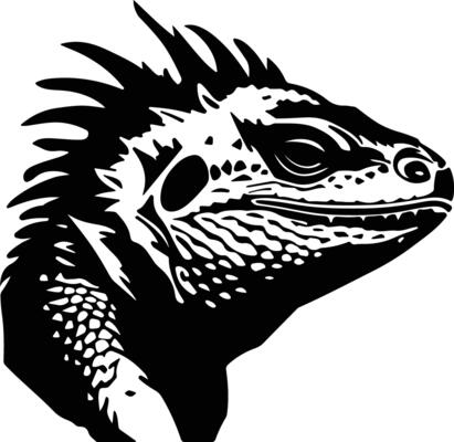 cuddly Black silhouette of tuatara head