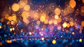 Sparkling particles and bokeh lights on abstract background create a magical and festive ambiance video