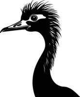 adorable Black silhouette of rhea head vector