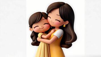 3d icon of a joyful mother and daughter embracing, with a transparent background, ideal for mother's day or family related designs video