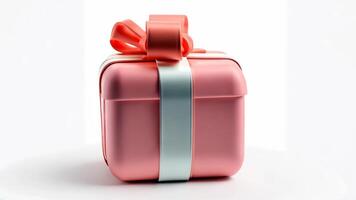 3d icon of a pastel gift box wrapped with a pink ribbon and bow, isolated on a transparent background video