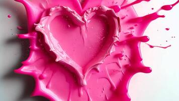 3d icon Pink liquid splashing and forming a heart shape, isolated on transparent background, ideal for valentine's day or romantic themes video