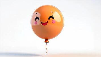 3d icon Cheerful, cute balloon happily birthday party floating against a transparent background, radiating joyful and playful emotions video