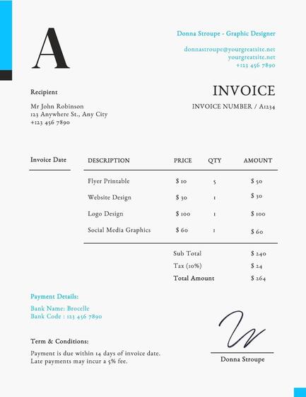 Minimalist Graphic Designer Invoice