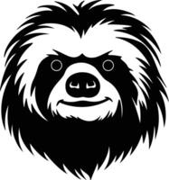 cuddly Black silhouette of three-toed sloth head vector