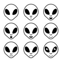 Alien face icon set vector