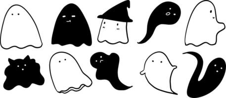 Hand-Drawn Ghost Doodles for Fun and Spooky Themes vector