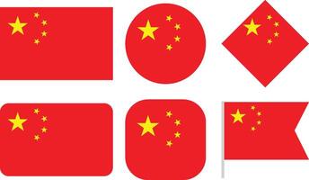China Flags Collection with Rectangle Circle and Rhombus Shape vector