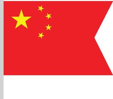China Flag with Red Color and Five Yellow Star with Pole vector