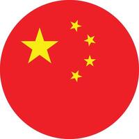 Circle China Flag with Red Color and Five Yellow Star vector