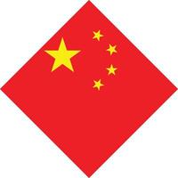 Rhombus China Flag with Red Color and Five Yellow Star vector
