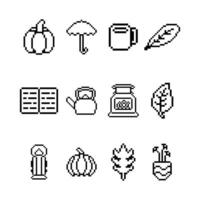 autumn set pixelated vector