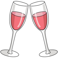cute doodle illustration of clinking champagne png